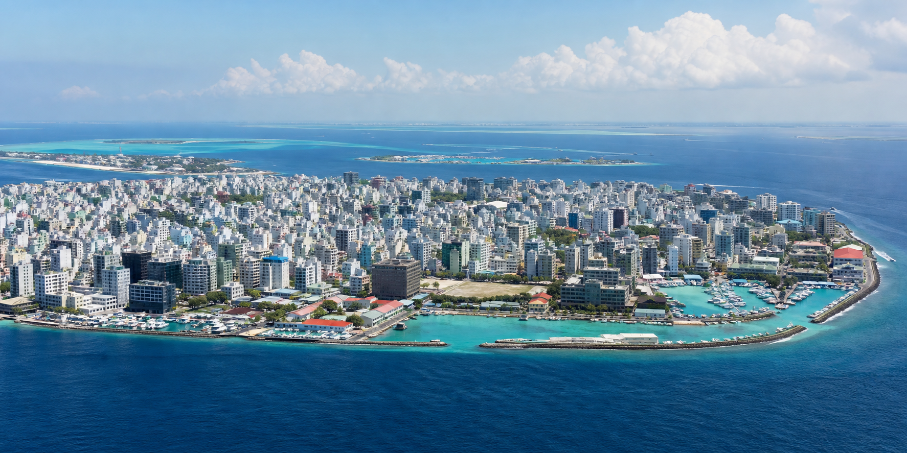 Aerial view of Male and surrounding waters