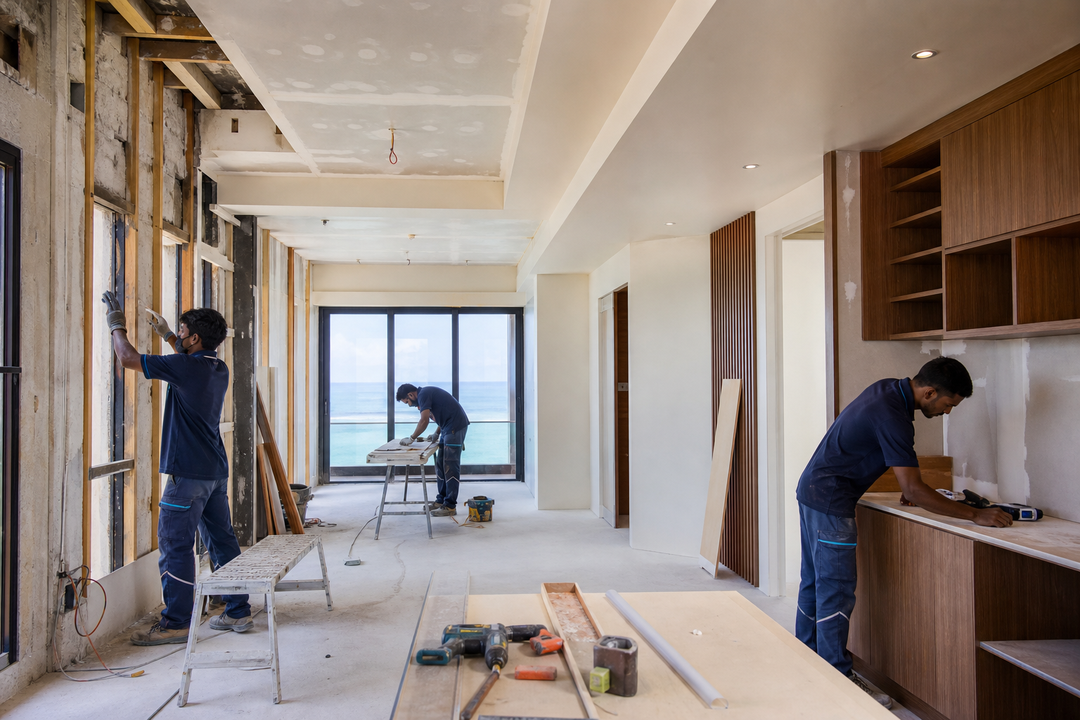 Modern apartment renovation work by Vaasa Construction